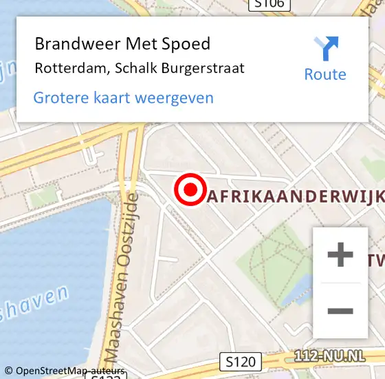 Locatie op kaart van de 112 melding: Brandweer Met Spoed Naar Rotterdam, Schalk Burgerstraat op 16 januari 2024 01:46