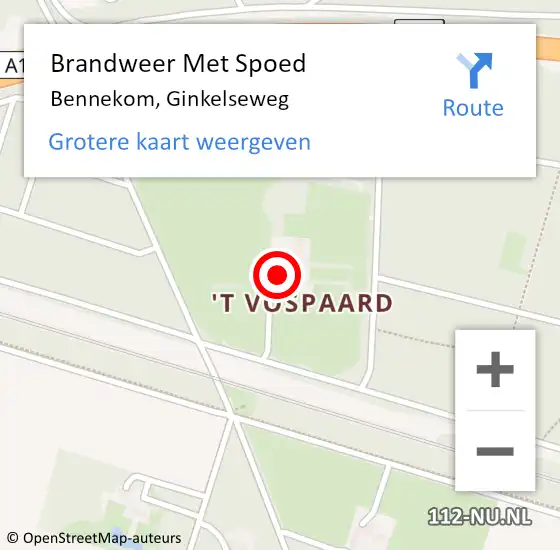 Locatie op kaart van de 112 melding: Brandweer Met Spoed Naar Bennekom, Ginkelseweg op 16 januari 2024 02:43
