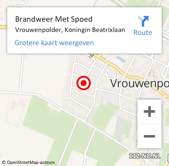 Locatie op kaart van de 112 melding: Brandweer Met Spoed Naar Vrouwenpolder, Koningin Beatrixlaan op 16 januari 2024 03:03