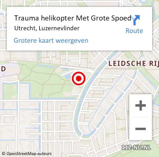 Locatie op kaart van de 112 melding: Trauma helikopter Met Grote Spoed Naar Utrecht, Luzernevlinder op 16 januari 2024 03:54