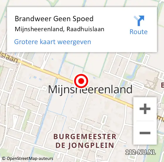 Locatie op kaart van de 112 melding: Brandweer Geen Spoed Naar Mijnsheerenland, Raadhuislaan op 16 januari 2024 04:24