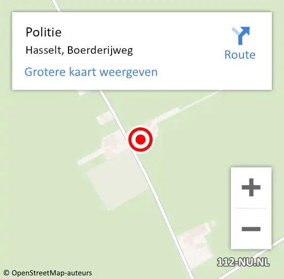 Locatie op kaart van de 112 melding: Politie Hasselt, Boerderijweg op 16 januari 2024 05:56