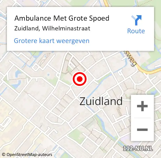 Locatie op kaart van de 112 melding: Ambulance Met Grote Spoed Naar Zuidland, Wilhelminastraat op 16 januari 2024 06:07
