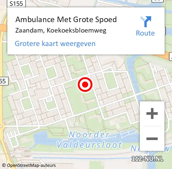 Locatie op kaart van de 112 melding: Ambulance Met Grote Spoed Naar Zaandam, Koekoeksbloemweg op 16 januari 2024 07:07