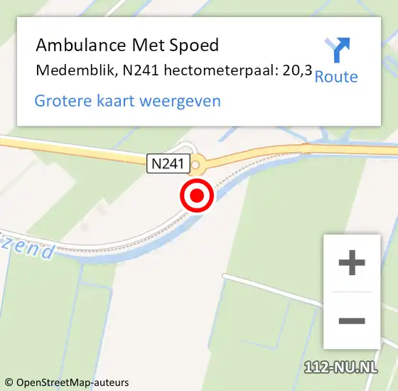 Locatie op kaart van de 112 melding: Ambulance Met Spoed Naar Medemblik, N241 hectometerpaal: 20,3 op 16 januari 2024 07:30