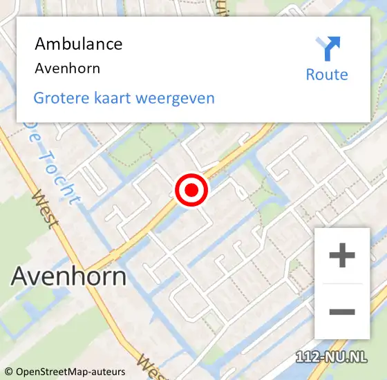 Locatie op kaart van de 112 melding: Ambulance Avenhorn op 16 januari 2024 07:52