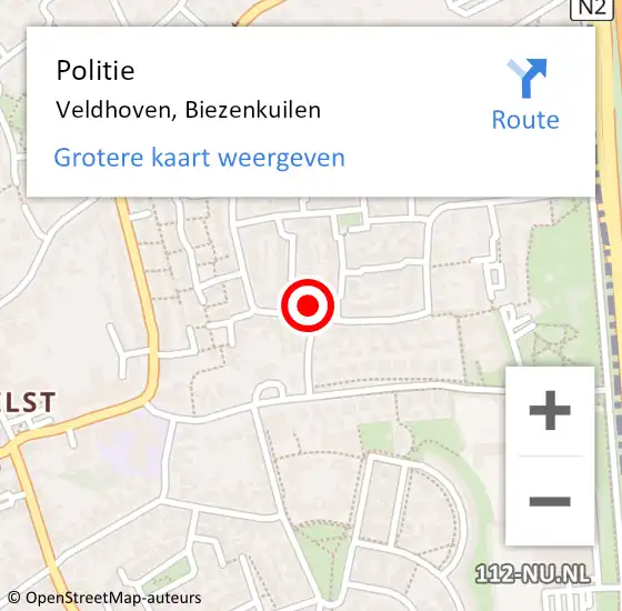 Locatie op kaart van de 112 melding: Politie Veldhoven, Biezenkuilen op 16 januari 2024 07:58