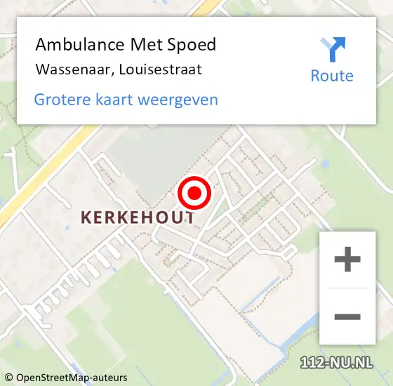 Locatie op kaart van de 112 melding: Ambulance Met Spoed Naar Wassenaar, Louisestraat op 16 januari 2024 08:06