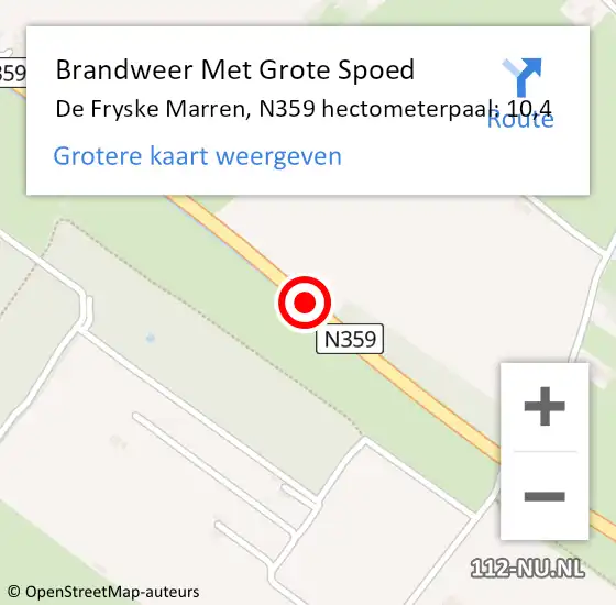 Locatie op kaart van de 112 melding: Brandweer Met Grote Spoed Naar De Fryske Marren, N359 hectometerpaal: 10,4 op 16 januari 2024 08:12