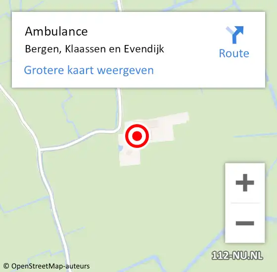 Locatie op kaart van de 112 melding: Ambulance Bergen, Klaassen en Evendijk op 16 januari 2024 08:21