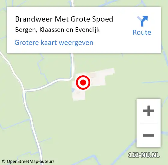 Locatie op kaart van de 112 melding: Brandweer Met Grote Spoed Naar Bergen, Klaassen en Evendijk op 16 januari 2024 08:22