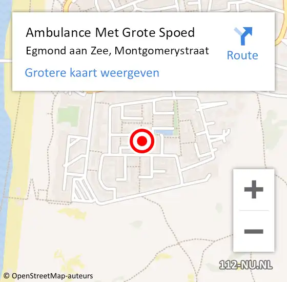 Locatie op kaart van de 112 melding: Ambulance Met Grote Spoed Naar Egmond aan Zee, Montgomerystraat op 22 september 2014 12:01