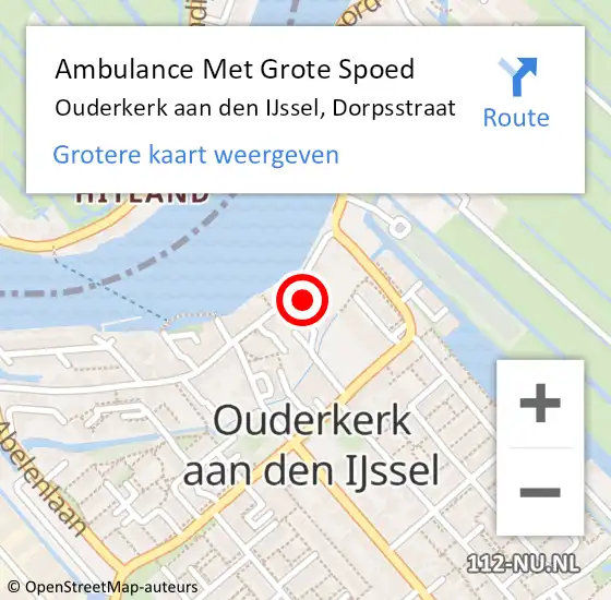 Locatie op kaart van de 112 melding: Ambulance Met Grote Spoed Naar Ouderkerk aan den IJssel, Dorpsstraat op 16 januari 2024 08:28