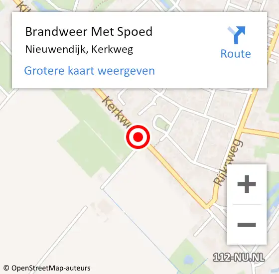 Locatie op kaart van de 112 melding: Brandweer Met Spoed Naar Nieuwendijk, Kerkweg op 16 januari 2024 08:32