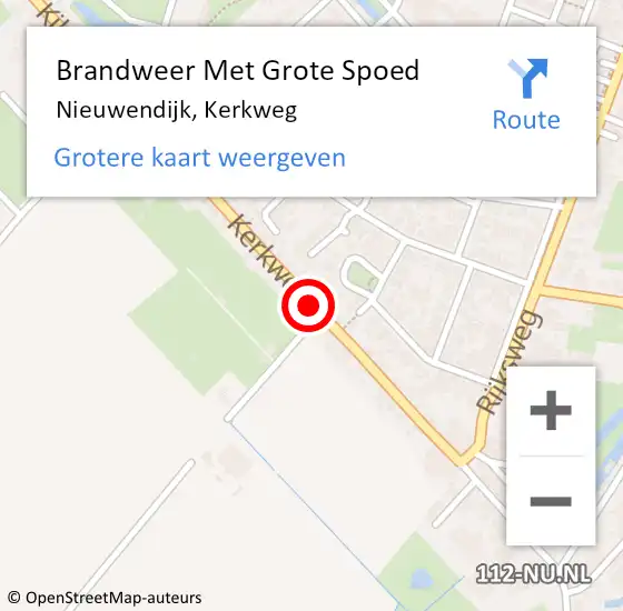 Locatie op kaart van de 112 melding: Brandweer Met Grote Spoed Naar Nieuwendijk, Kerkweg op 16 januari 2024 08:39