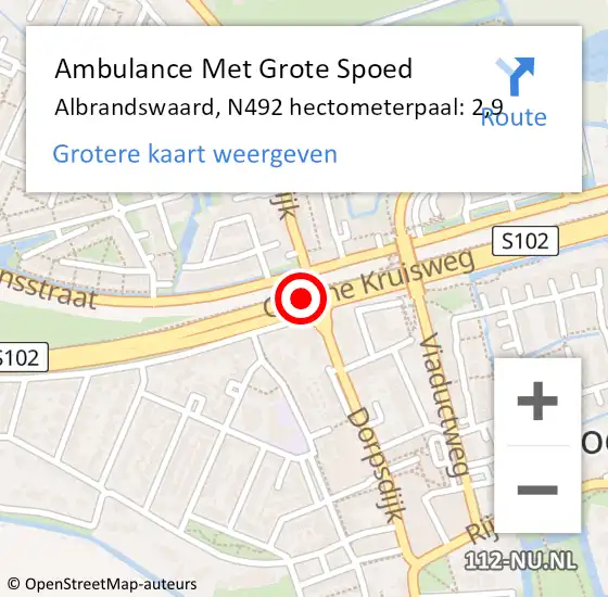 Locatie op kaart van de 112 melding: Ambulance Met Grote Spoed Naar Albrandswaard, N492 hectometerpaal: 2,9 op 16 januari 2024 08:40