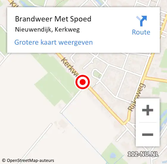 Locatie op kaart van de 112 melding: Brandweer Met Spoed Naar Nieuwendijk, Kerkweg op 16 januari 2024 08:42