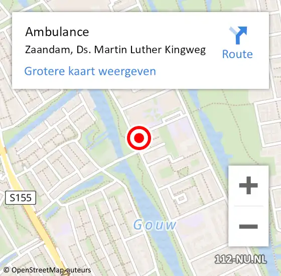 Locatie op kaart van de 112 melding: Ambulance Zaandam, Ds. Martin Luther Kingweg op 16 januari 2024 08:52