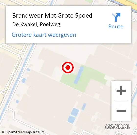 Locatie op kaart van de 112 melding: Brandweer Met Grote Spoed Naar De Kwakel, Poelweg op 16 januari 2024 08:57