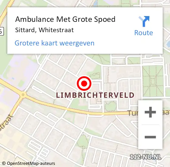 Locatie op kaart van de 112 melding: Ambulance Met Grote Spoed Naar Sittard, Whitestraat op 22 september 2014 12:05