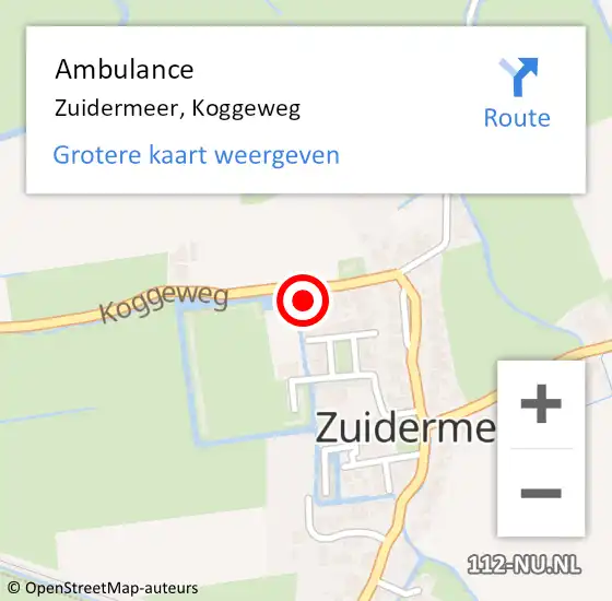 Locatie op kaart van de 112 melding: Ambulance Zuidermeer, Koggeweg op 16 januari 2024 09:09