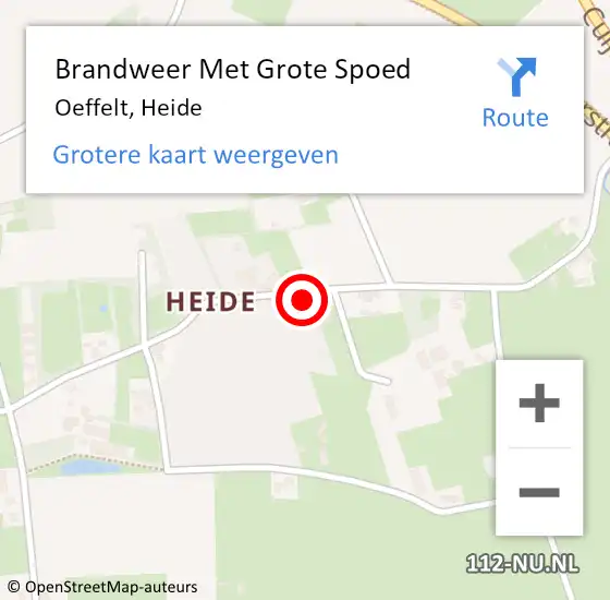 Locatie op kaart van de 112 melding: Brandweer Met Grote Spoed Naar Oeffelt, Heide op 16 januari 2024 09:22