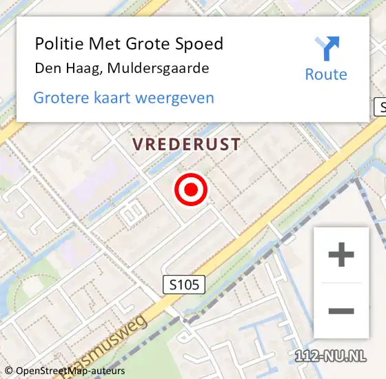 Locatie op kaart van de 112 melding: Politie Met Grote Spoed Naar Den Haag, Muldersgaarde op 16 januari 2024 09:30