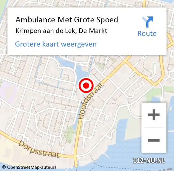 Locatie op kaart van de 112 melding: Ambulance Met Grote Spoed Naar Krimpen aan de Lek, De Markt op 16 januari 2024 09:32