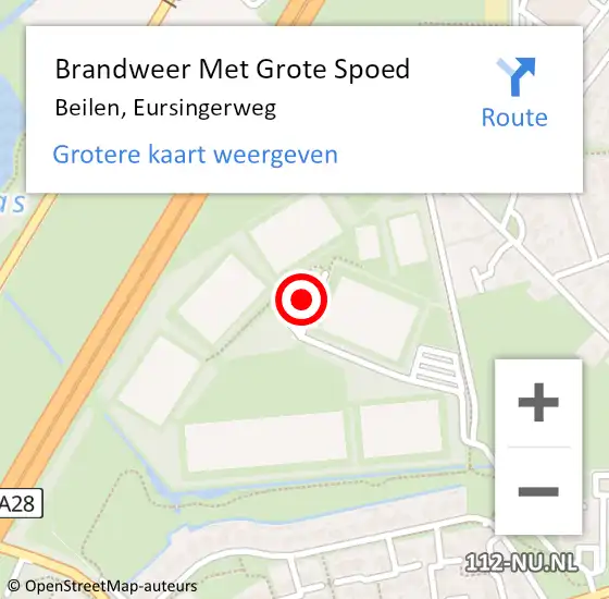 Locatie op kaart van de 112 melding: Brandweer Met Grote Spoed Naar Beilen, Eursingerweg op 22 september 2014 12:08