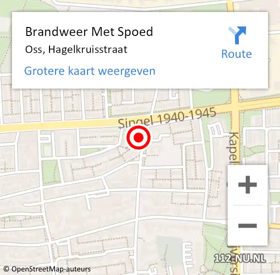 Locatie op kaart van de 112 melding: Brandweer Met Spoed Naar Oss, Hagelkruisstraat op 16 januari 2024 09:42