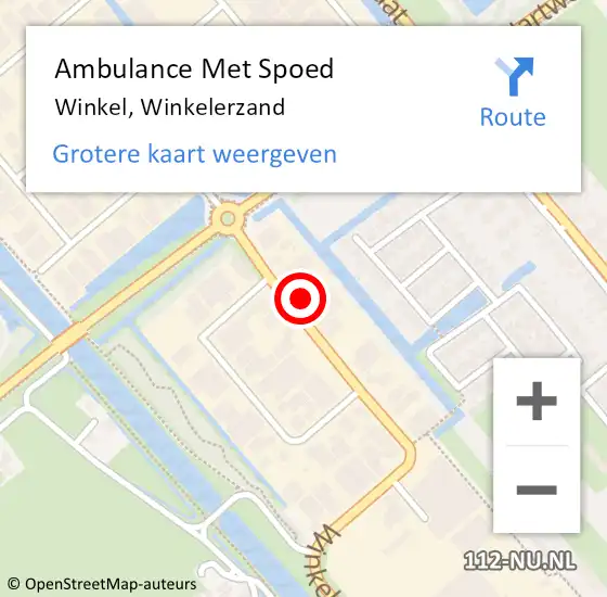 Locatie op kaart van de 112 melding: Ambulance Met Spoed Naar Winkel, Winkelerzand op 16 januari 2024 09:47