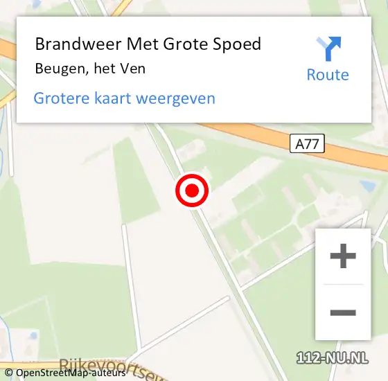 Locatie op kaart van de 112 melding: Brandweer Met Grote Spoed Naar Beugen, het Ven op 16 januari 2024 09:54