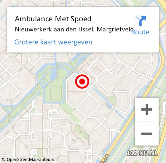 Locatie op kaart van de 112 melding: Ambulance Met Spoed Naar Nieuwerkerk aan den IJssel, Margrietveld op 22 september 2014 12:10