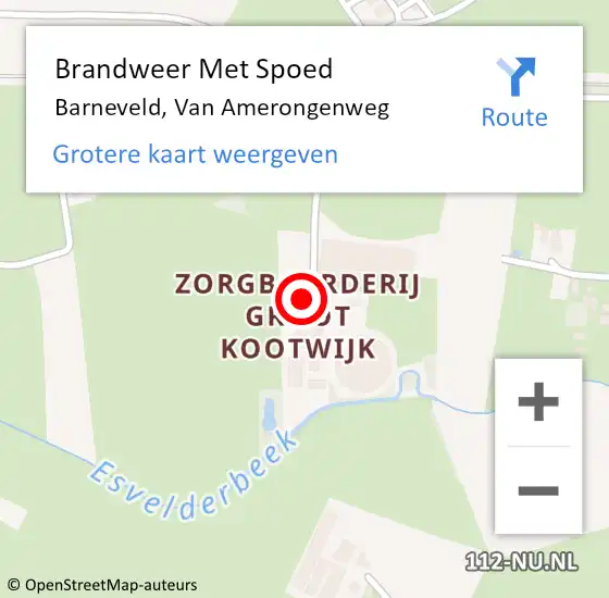 Locatie op kaart van de 112 melding: Brandweer Met Spoed Naar Barneveld, Van Amerongenweg op 16 januari 2024 10:06