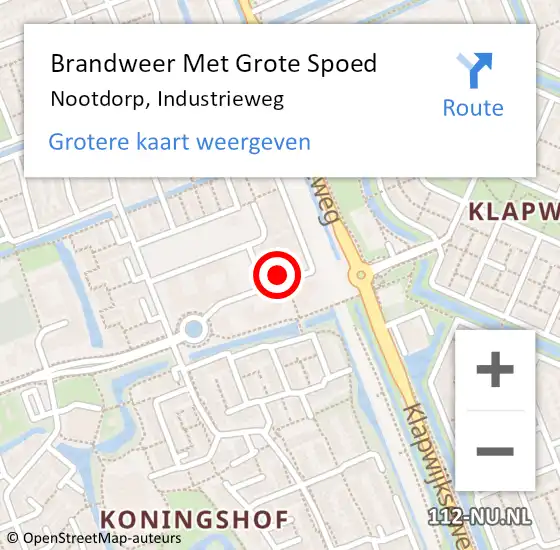 Locatie op kaart van de 112 melding: Brandweer Met Grote Spoed Naar Nootdorp, Industrieweg op 16 januari 2024 10:11