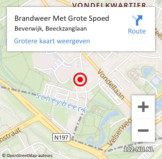 Locatie op kaart van de 112 melding: Brandweer Met Grote Spoed Naar Beverwijk, Beeckzanglaan op 16 januari 2024 10:20