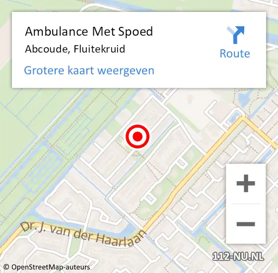 Locatie op kaart van de 112 melding: Ambulance Met Spoed Naar Abcoude, Fluitekruid op 16 januari 2024 10:35