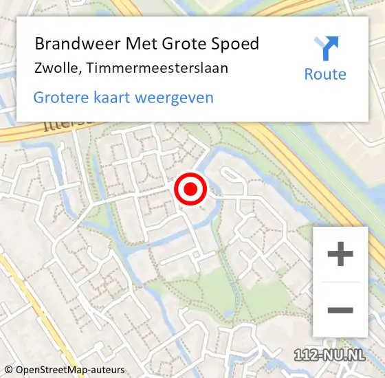 Locatie op kaart van de 112 melding: Brandweer Met Grote Spoed Naar Zwolle, Timmermeesterslaan op 16 januari 2024 10:40