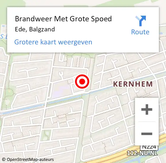 Locatie op kaart van de 112 melding: Brandweer Met Grote Spoed Naar Ede, Balgzand op 16 januari 2024 10:45