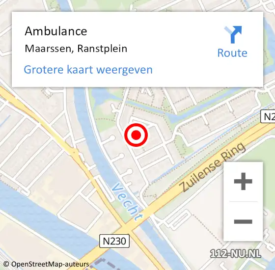 Locatie op kaart van de 112 melding: Ambulance Maarssen, Ranstplein op 22 september 2014 12:19