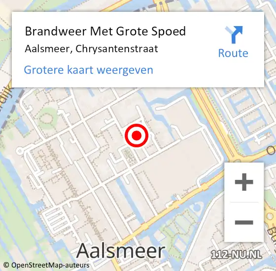 Locatie op kaart van de 112 melding: Brandweer Met Grote Spoed Naar Aalsmeer, Chrysantenstraat op 16 januari 2024 11:23