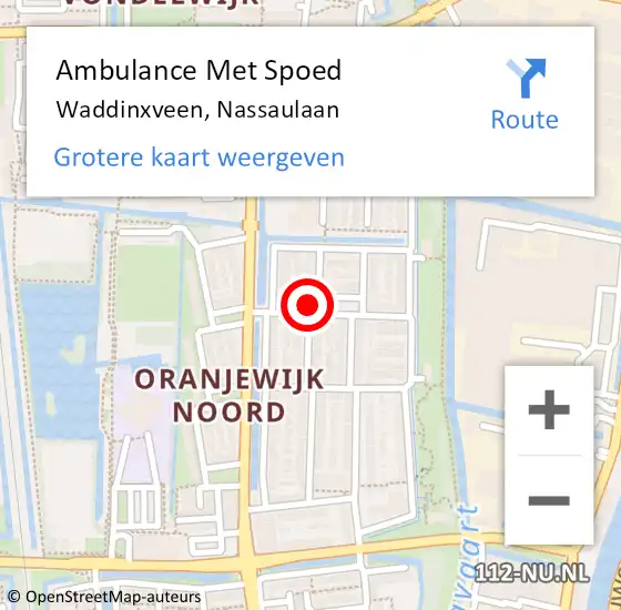 Locatie op kaart van de 112 melding: Ambulance Met Spoed Naar Waddinxveen, Nassaulaan op 16 januari 2024 11:25