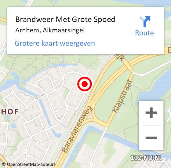 Locatie op kaart van de 112 melding: Brandweer Met Grote Spoed Naar Arnhem, Alkmaarsingel op 16 januari 2024 11:35
