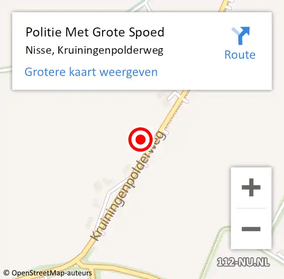 Locatie op kaart van de 112 melding: Politie Met Grote Spoed Naar Nisse, Kruiningenpolderweg op 16 januari 2024 11:40