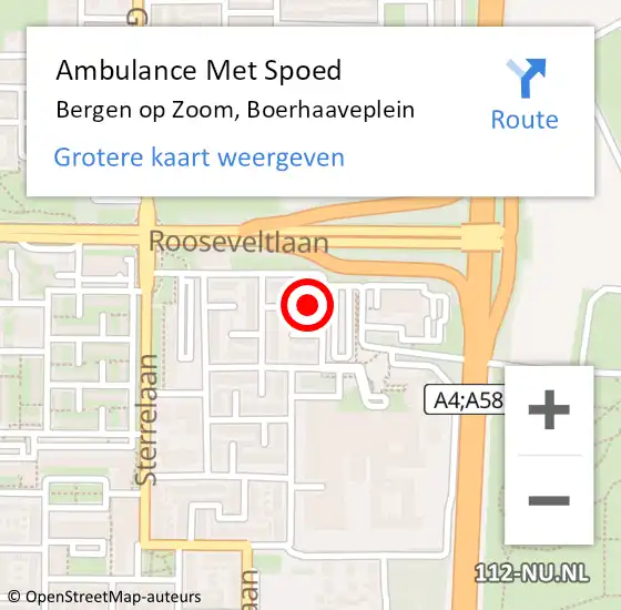 Locatie op kaart van de 112 melding: Ambulance Met Spoed Naar Bergen op Zoom, Boerhaaveplein op 16 januari 2024 11:41