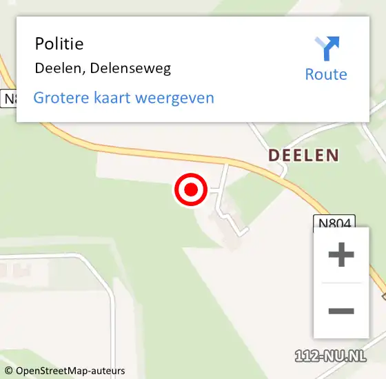 Locatie op kaart van de 112 melding: Politie Deelen, Delenseweg op 16 januari 2024 11:44