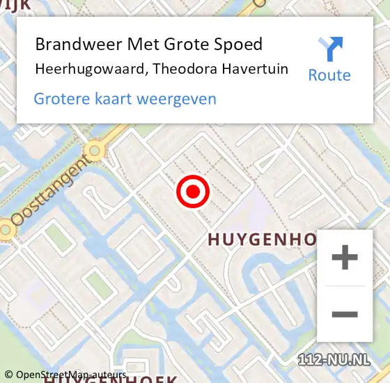 Locatie op kaart van de 112 melding: Brandweer Met Grote Spoed Naar Heerhugowaard, Theodora Havertuin op 16 januari 2024 11:48