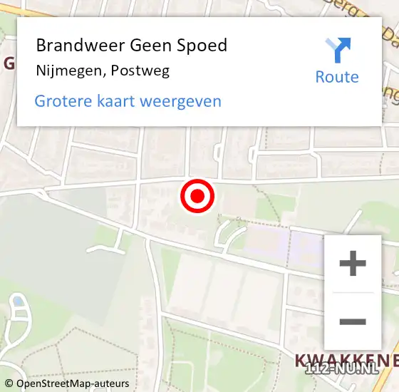 Locatie op kaart van de 112 melding: Brandweer Geen Spoed Naar Nijmegen, Postweg op 16 januari 2024 11:57