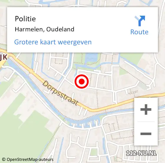 Locatie op kaart van de 112 melding: Politie Harmelen, Oudeland op 16 januari 2024 12:02