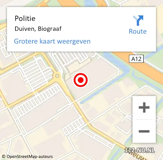 Locatie op kaart van de 112 melding: Politie Duiven, Biograaf op 16 januari 2024 12:09